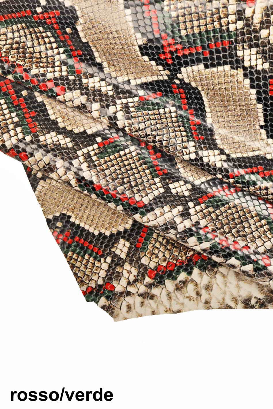 PYTHON snake print leather – multicolor reptile calfskin hide – soft and colorful snakeskin for leathercraft – LaGarzarara B13459-ST