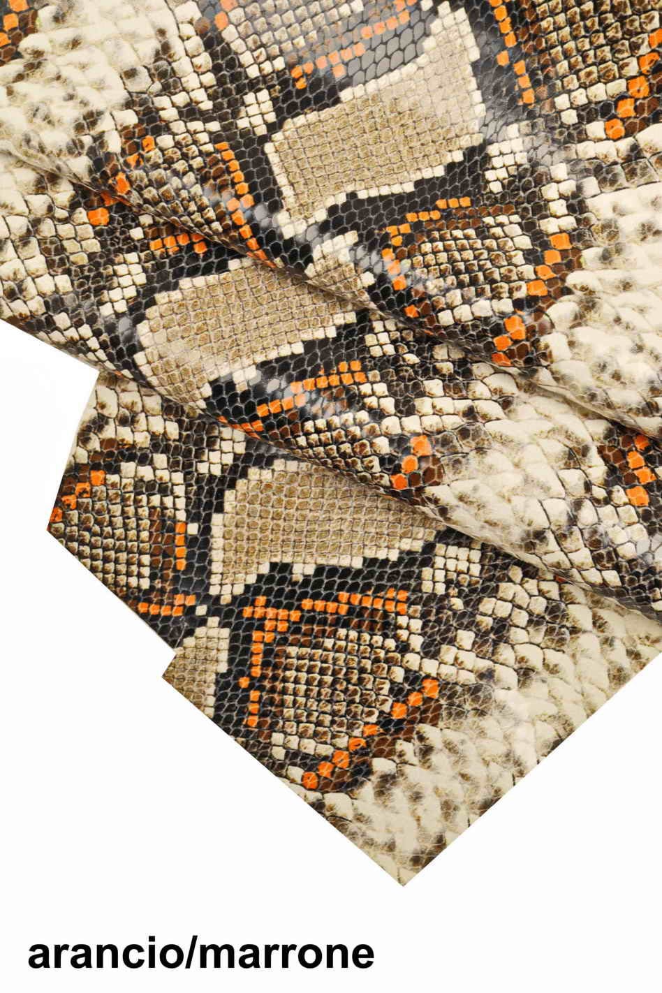 PYTHON snake print leather – multicolor reptile calfskin hide – soft and colorful snakeskin for leathercraft – LaGarzarara B13459-ST