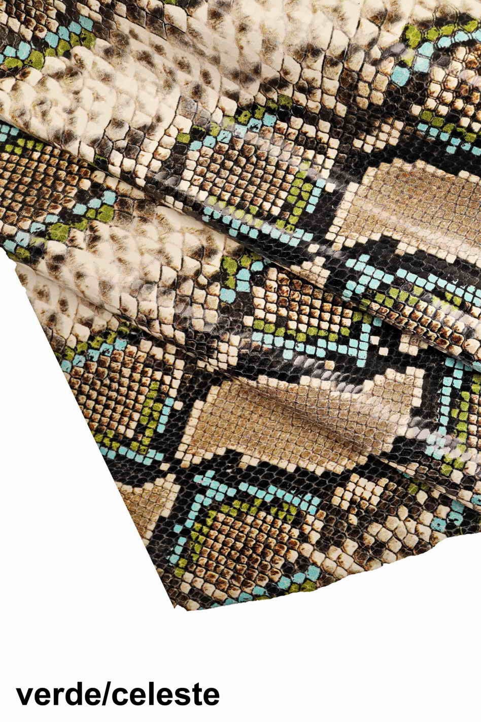 PYTHON snake print leather – multicolor reptile calfskin hide – soft and colorful snakeskin for leathercraft – LaGarzarara B13459-ST