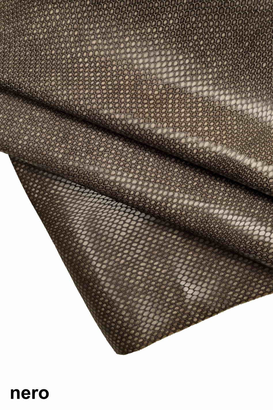 Antiqued embossed Python Snake leather hides, beige pink black marbled reptile goatskin skins B13379-ST La Garzarara