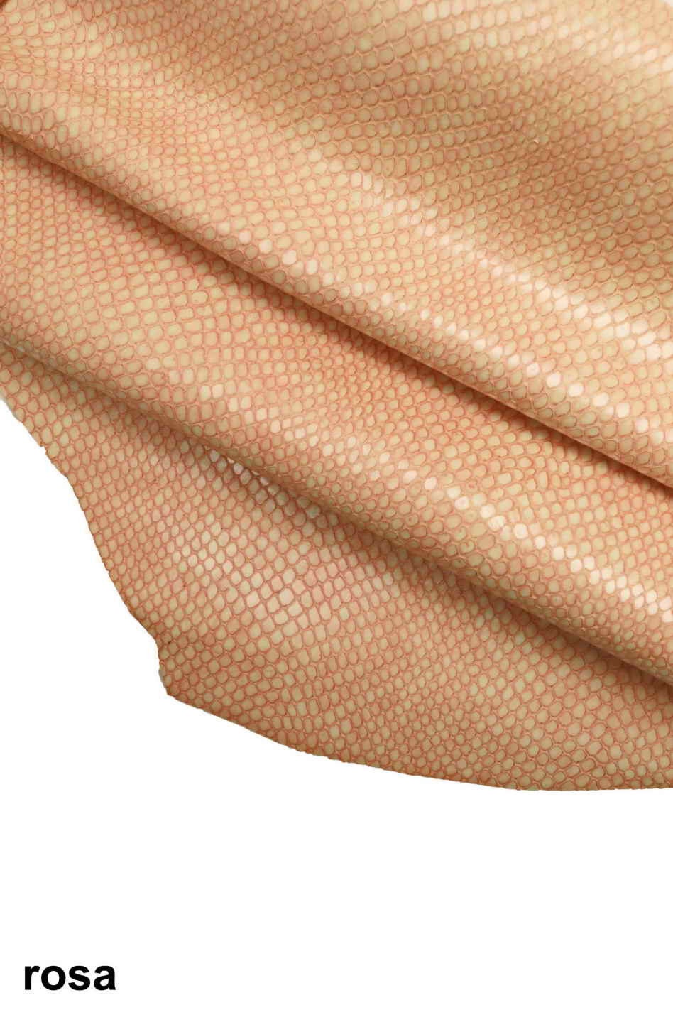 Antiqued embossed Python Snake leather hides, beige pink black marbled reptile goatskin skins B13379-ST La Garzarara