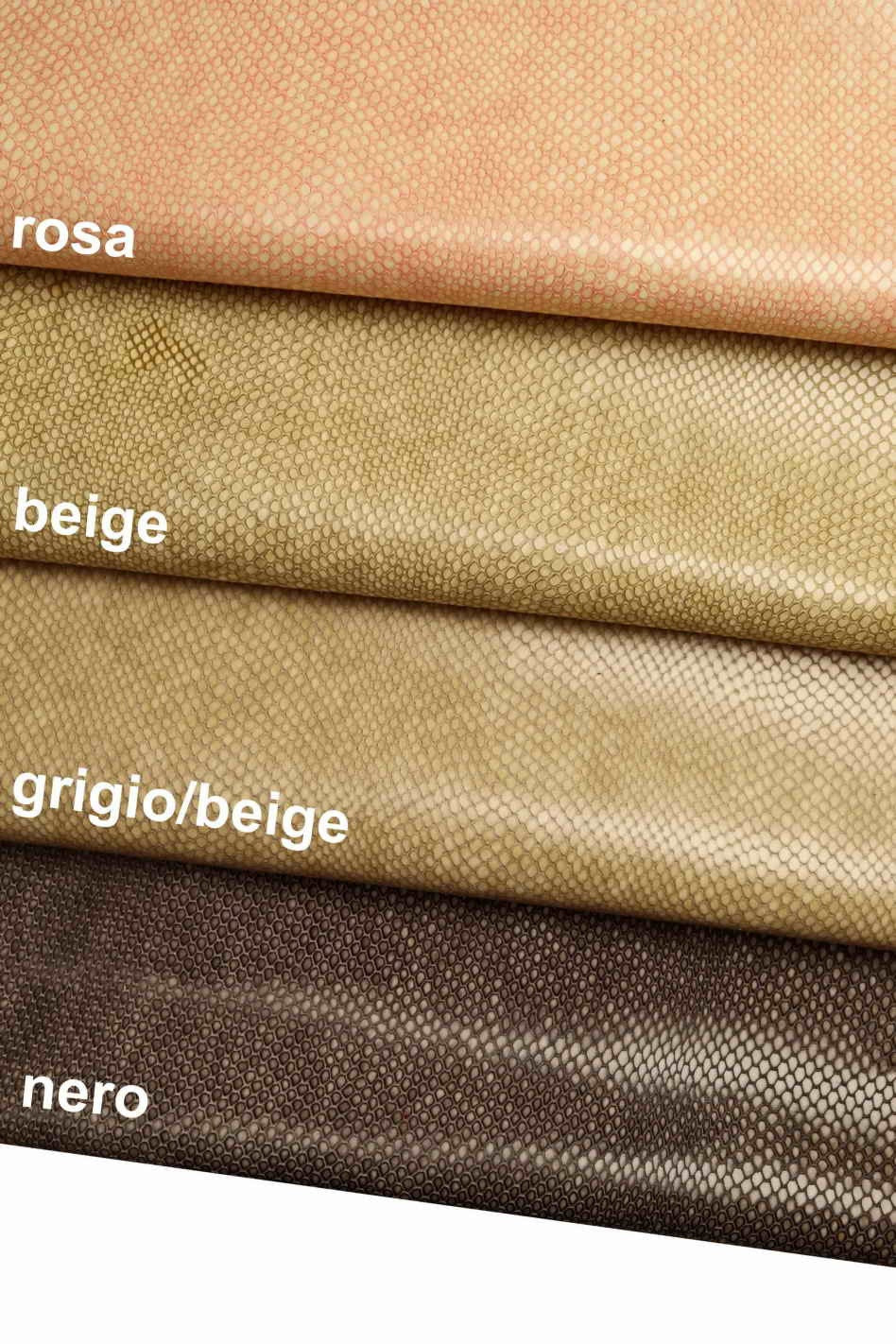 Antiqued embossed Python Snake leather hides, beige pink black marbled reptile goatskin skins B13379-ST La Garzarara