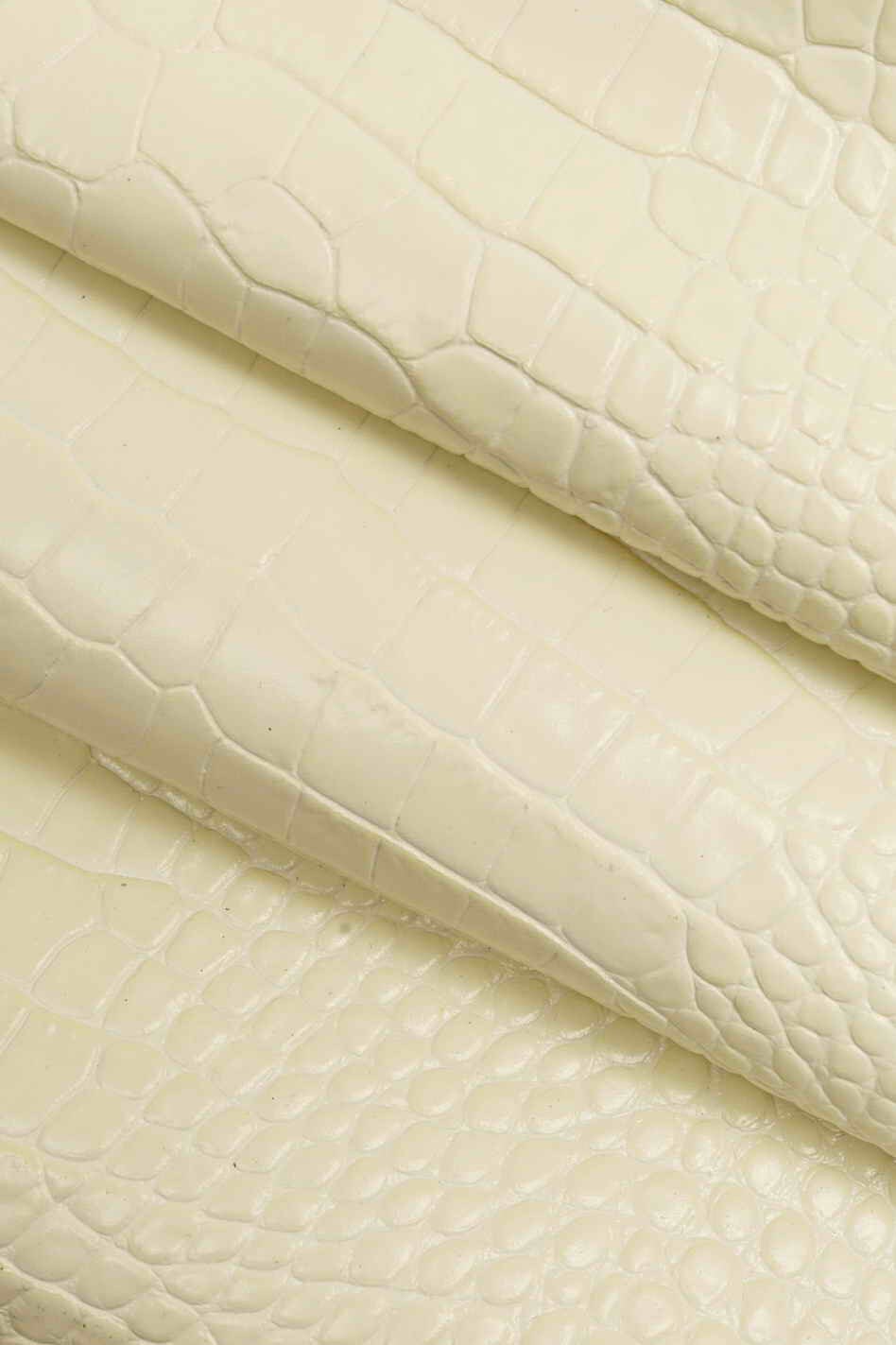 Ivory crocodile embossed leather hide, structured rigid cow skin semi glossy cream croc for bags B13414-ST La Garzarara
