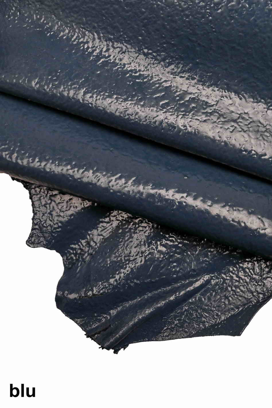 Glossy wrinkled LEATHER hides, green /grey / blue / black shiny textured skins B13332-ST La Garzarara