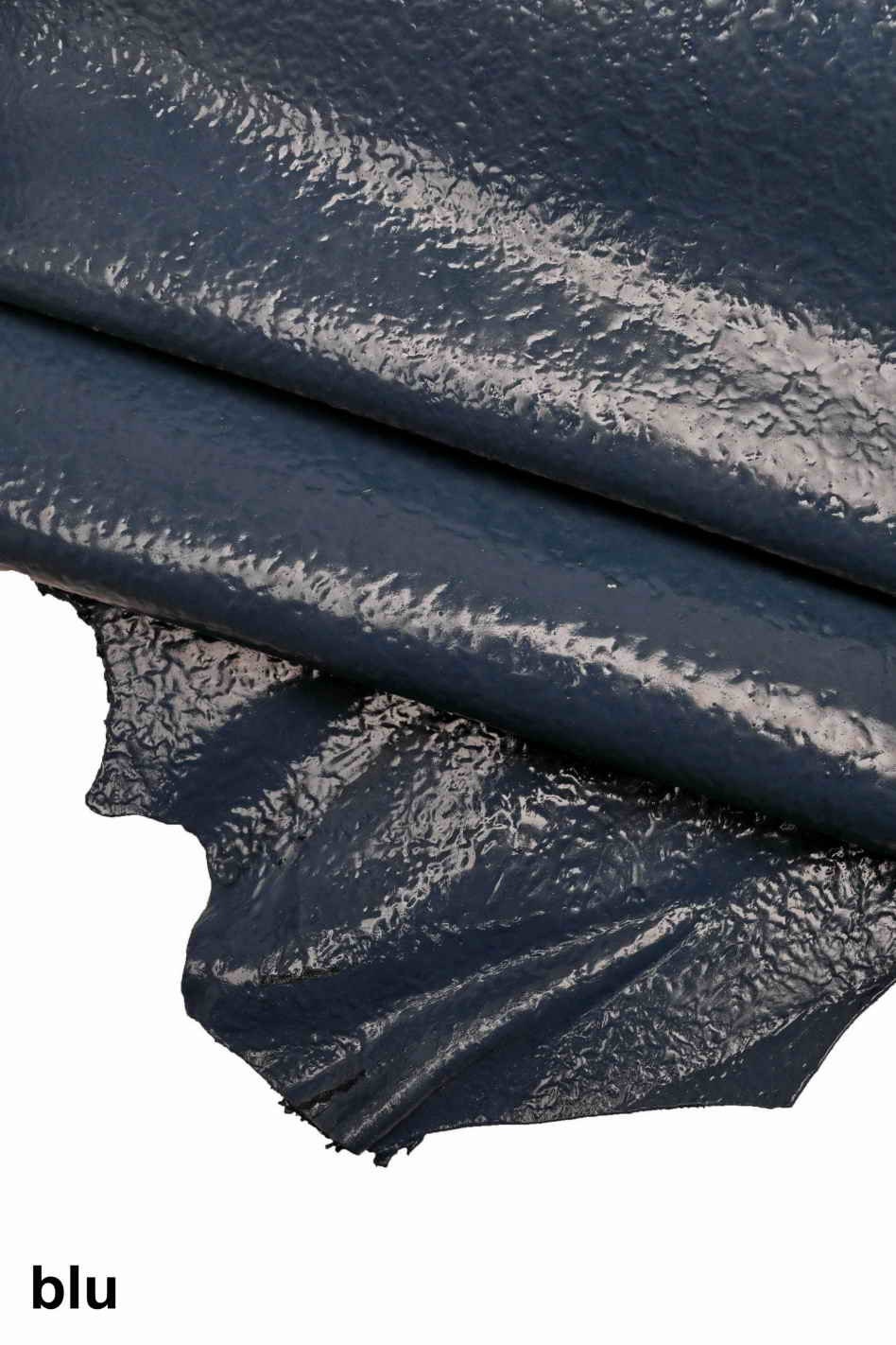 Glossy wrinkled LEATHER hides, green /grey / blue / black shiny textured skins B13332-ST La Garzarara