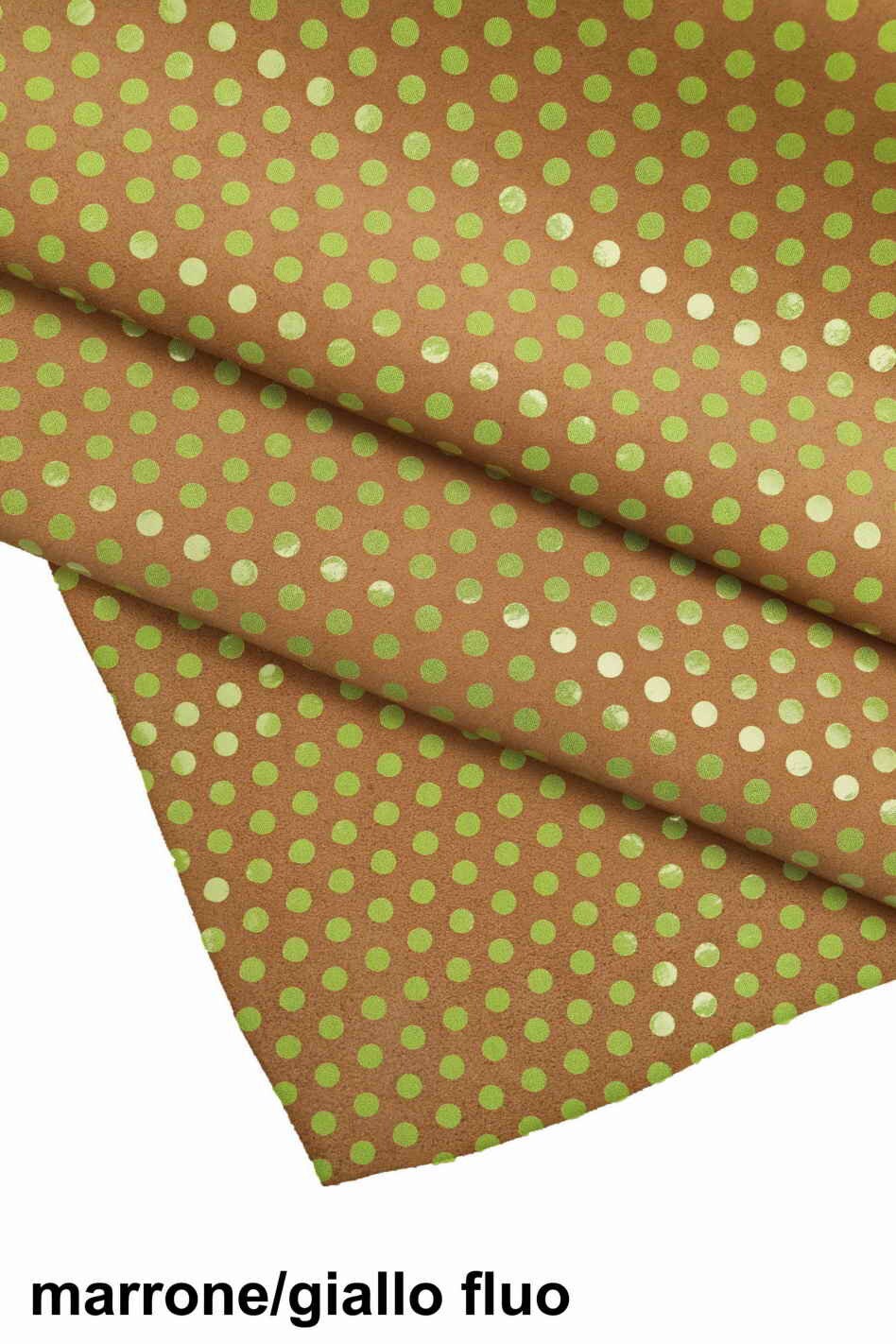 Multicolor POLKA DOTS printed suede leather hides - colorful printed velour cowhide soft genuine skins B13339-ST La Garzarara