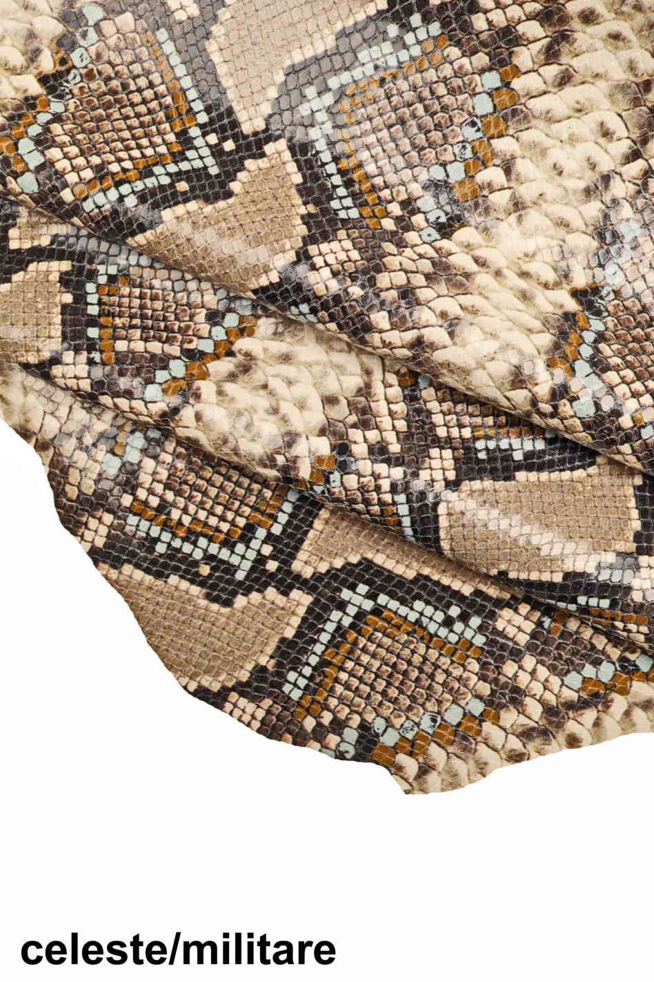 PYTHON snake print leather – multicolor reptile calfskin hide – soft and colorful snakeskin for leathercraft – LaGarzarara B13459-ST