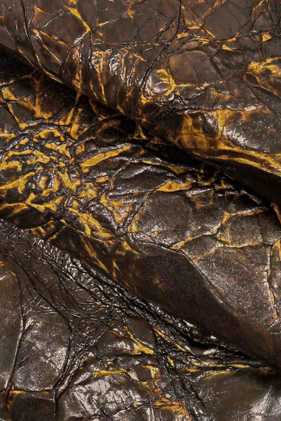 Hand crafted WRINKLED leather skins - distressed brown green yellow lambskin -vintage hides B13543-VT La Garzarara