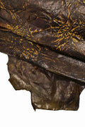 Hand crafted WRINKLED leather skins - distressed brown green yellow lambskin -vintage hides B13543-VT La Garzarara