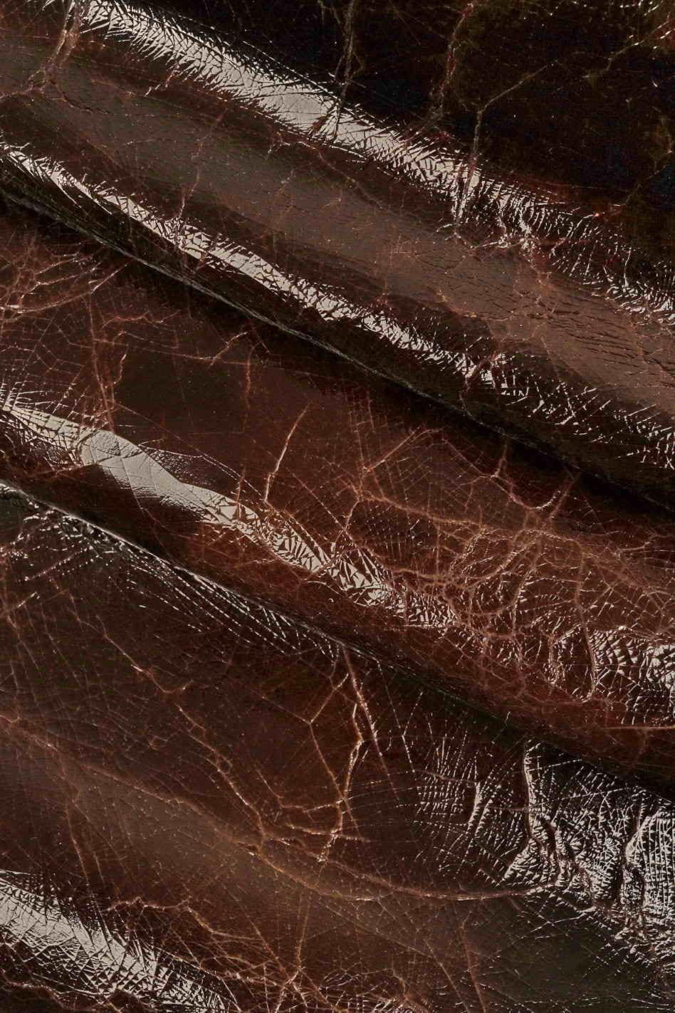 Pull Up chocolate leather skins, glossy wrinnkled distressed GOATSKIN, vintage aged hide B13541-VT La Garzarara