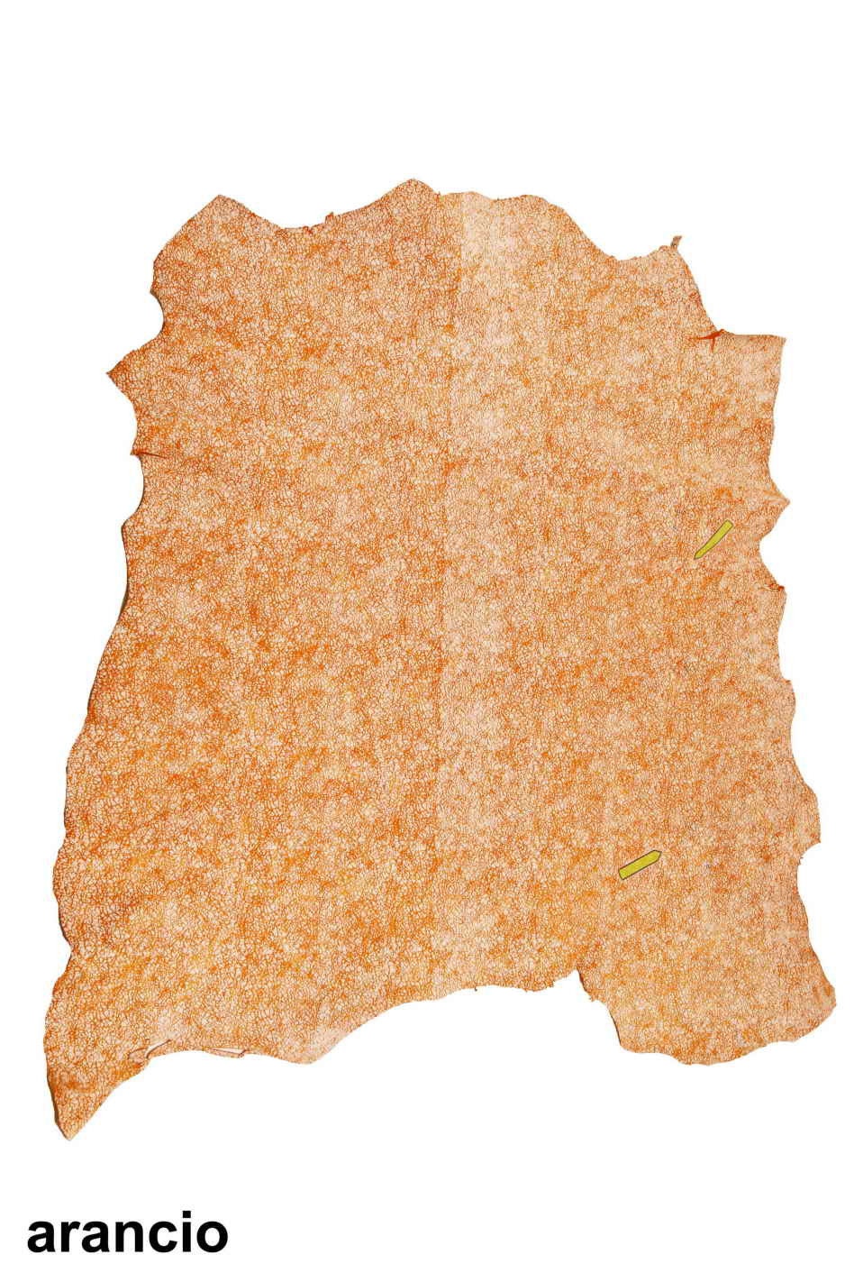 White CRACKLED leather hides - genuine SUEDE on goatskin - orange grey crackle printed skins B13549-ST La Garzarara