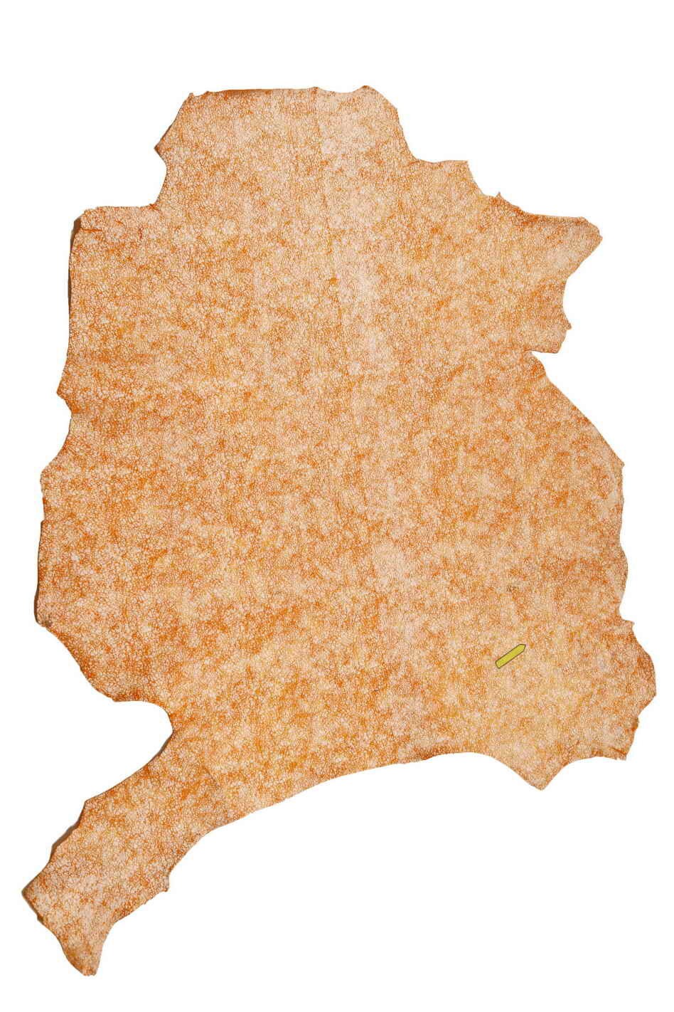 White CRACKLED leather hides - genuine SUEDE on goatskin - orange grey crackle printed skins B13549-ST La Garzarara