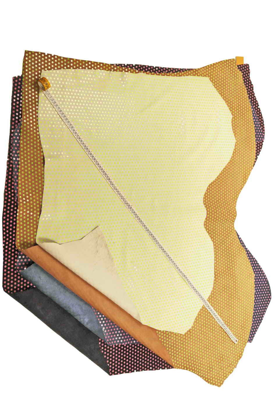 Multicolor POLKA DOTS printed suede leather hides - colorful printed velour cowhide soft genuine skins B13339-ST La Garzarara