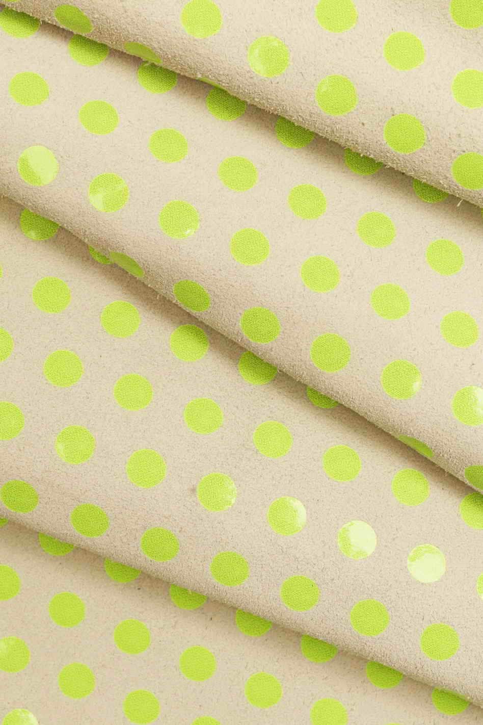 Multicolor POLKA DOTS printed suede leather hides - colorful printed velour cowhide soft genuine skins B13339-ST La Garzarara