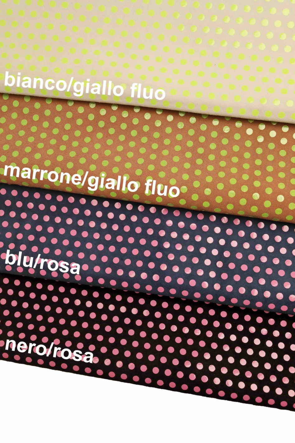 Multicolor POLKA DOTS printed suede leather hides - colorful printed velour cowhide soft genuine skins B13339-ST La Garzarara