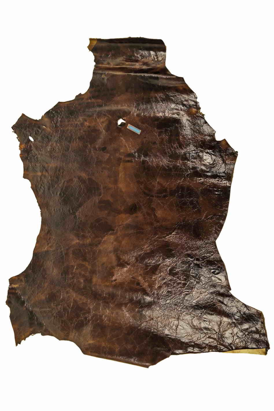 Pull Up chocolate leather skins, glossy wrinnkled distressed GOATSKIN, vintage aged hide B13541-VT La Garzarara