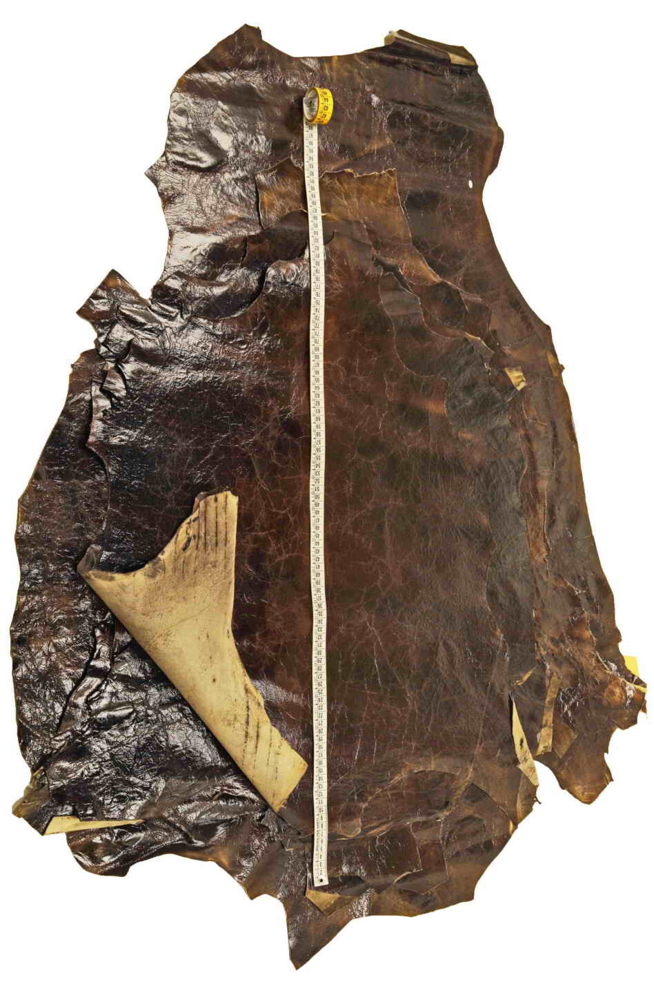 Pull Up chocolate leather skins, glossy wrinnkled distressed GOATSKIN, vintage aged hide B13541-VT La Garzarara