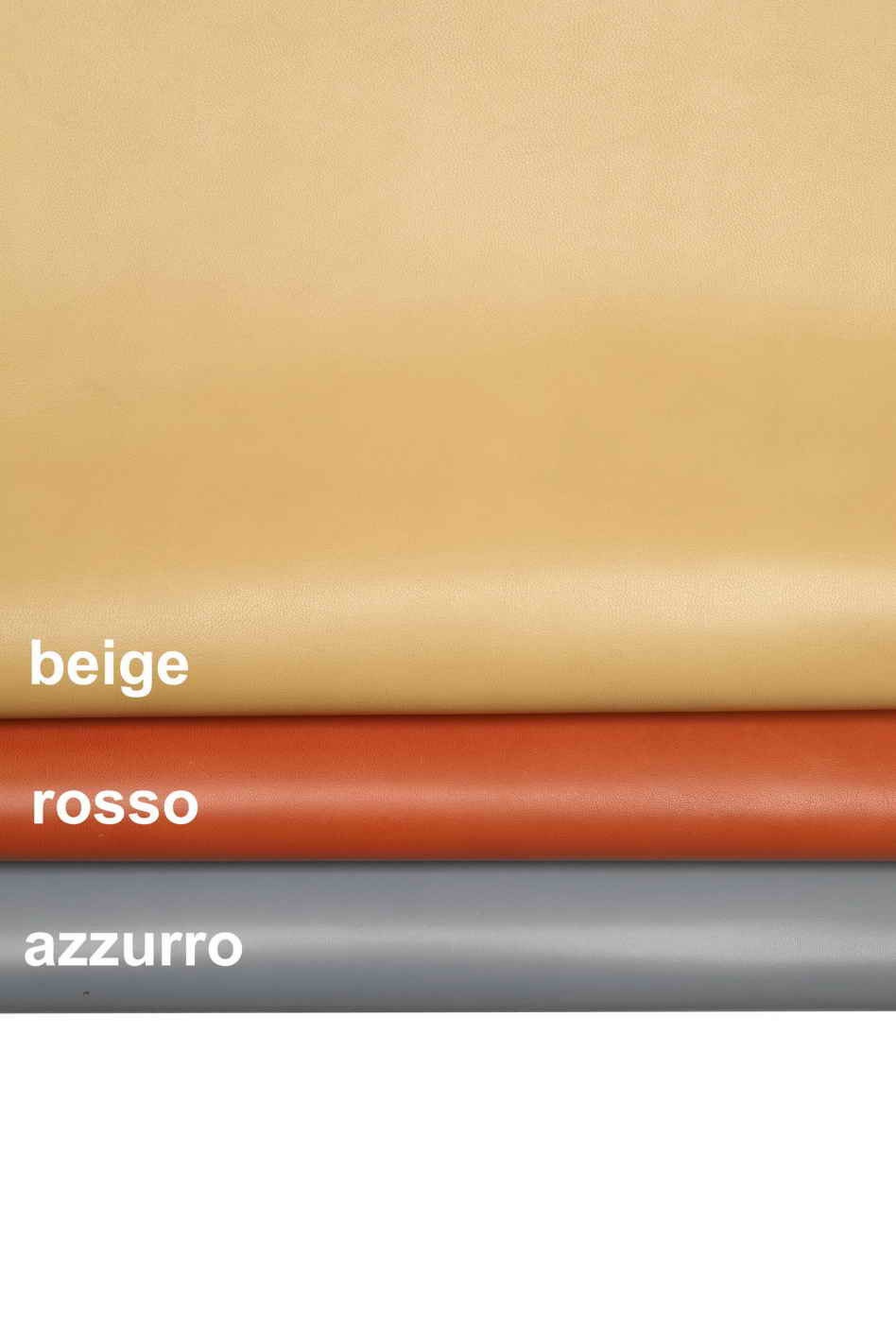 Full Grain Goat Leather Hides in Red, Blue, Beige – Smooth Stiff Calfskin B13765-TU La Garzarara