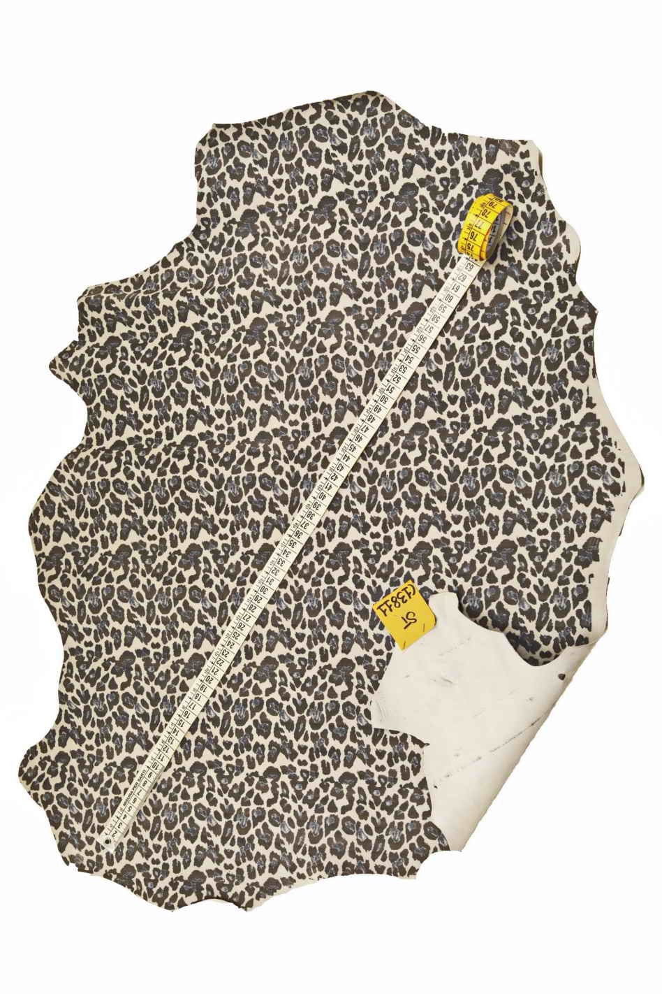 Grey SUEDE leopard printed leather skins - cheetah TEXTURED goat - soft velour hides for crafting B13811-ST La Garzarara