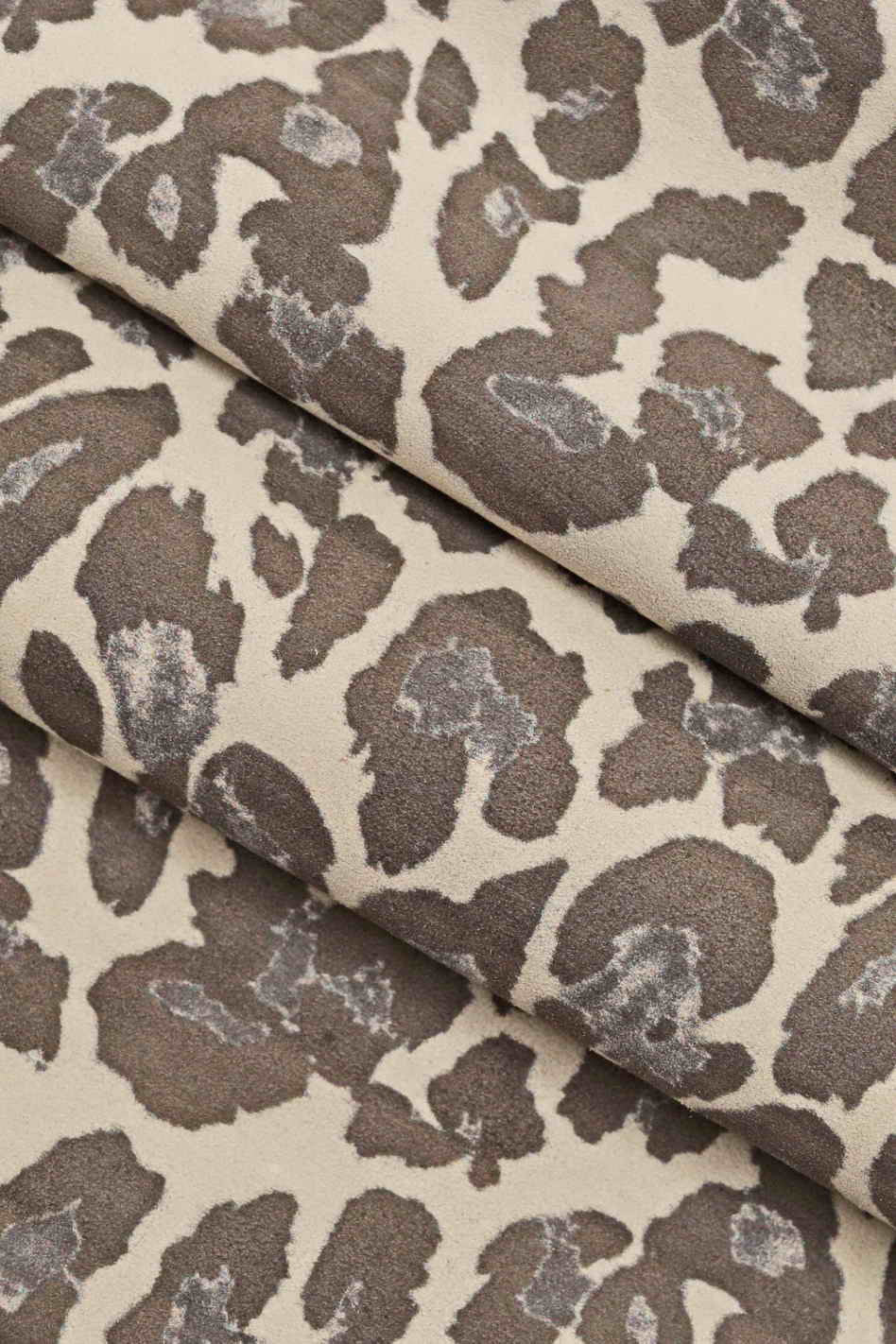 Grey SUEDE leopard printed leather skins - cheetah TEXTURED goat - soft velour hides for crafting B13811-ST La Garzarara