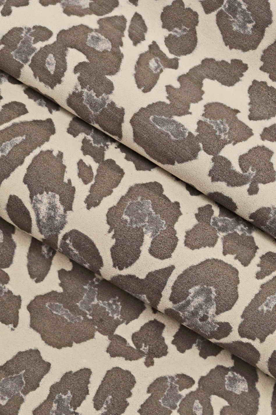 Grey SUEDE leopard printed leather skins - cheetah TEXTURED goat - soft velour hides for crafting B13811-ST La Garzarara