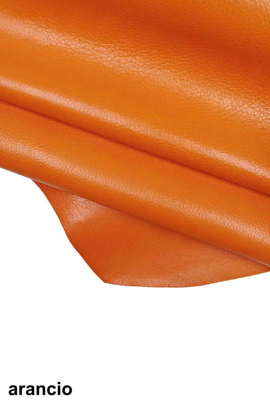 Natural Shiny goatskin leather, pebble grainy grain textured skins - Blue orange green grey hides - soft goat leather skins B13664-TU/F
