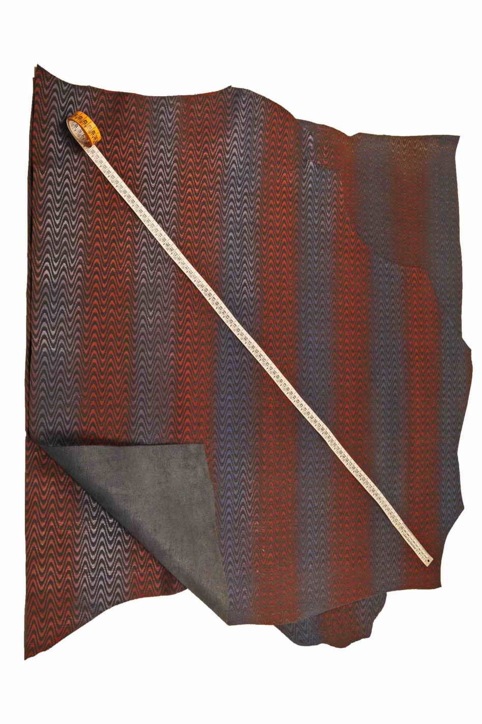 Print tribal cowhide leather hides, Colorful wave printed cow hide, tricolor optical textured skins B13694-ST La Garzarara