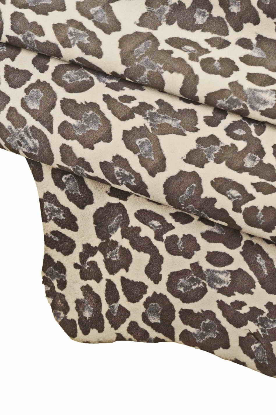 Grey SUEDE leopard printed leather skins - cheetah TEXTURED goat - soft velour hides for crafting B13811-ST La Garzarara