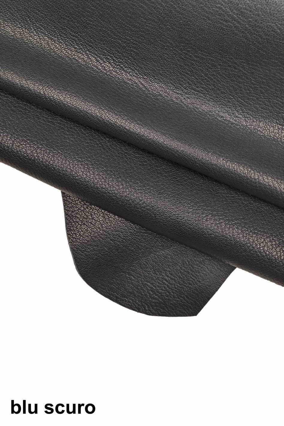 Natural Shiny goatskin leather, pebble grainy grain textured skins - Blue orange green grey hides - soft goat leather skins B13664-TU/F