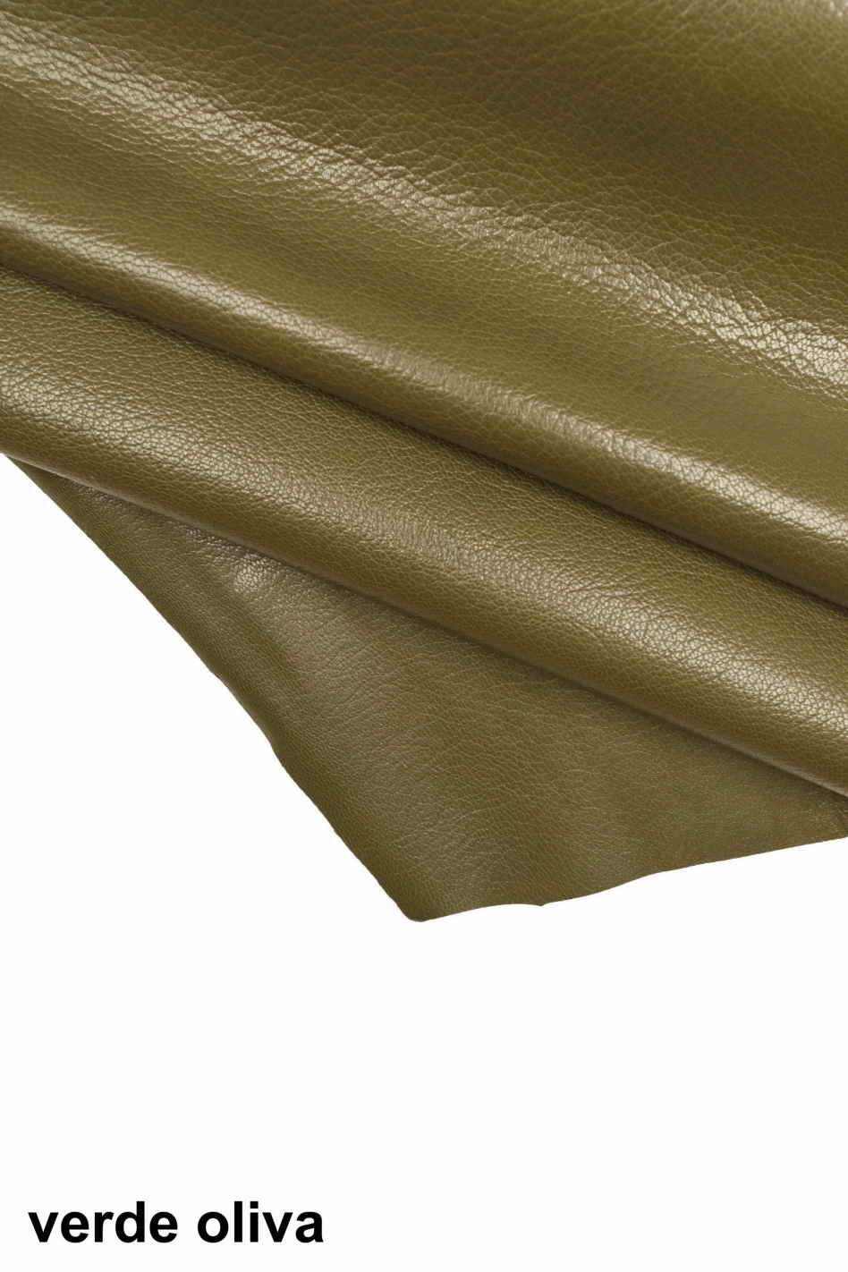 Natural Shiny goatskin leather, pebble grainy grain textured skins - Blue orange green grey hides - soft goat leather skins B13664-TU/F
