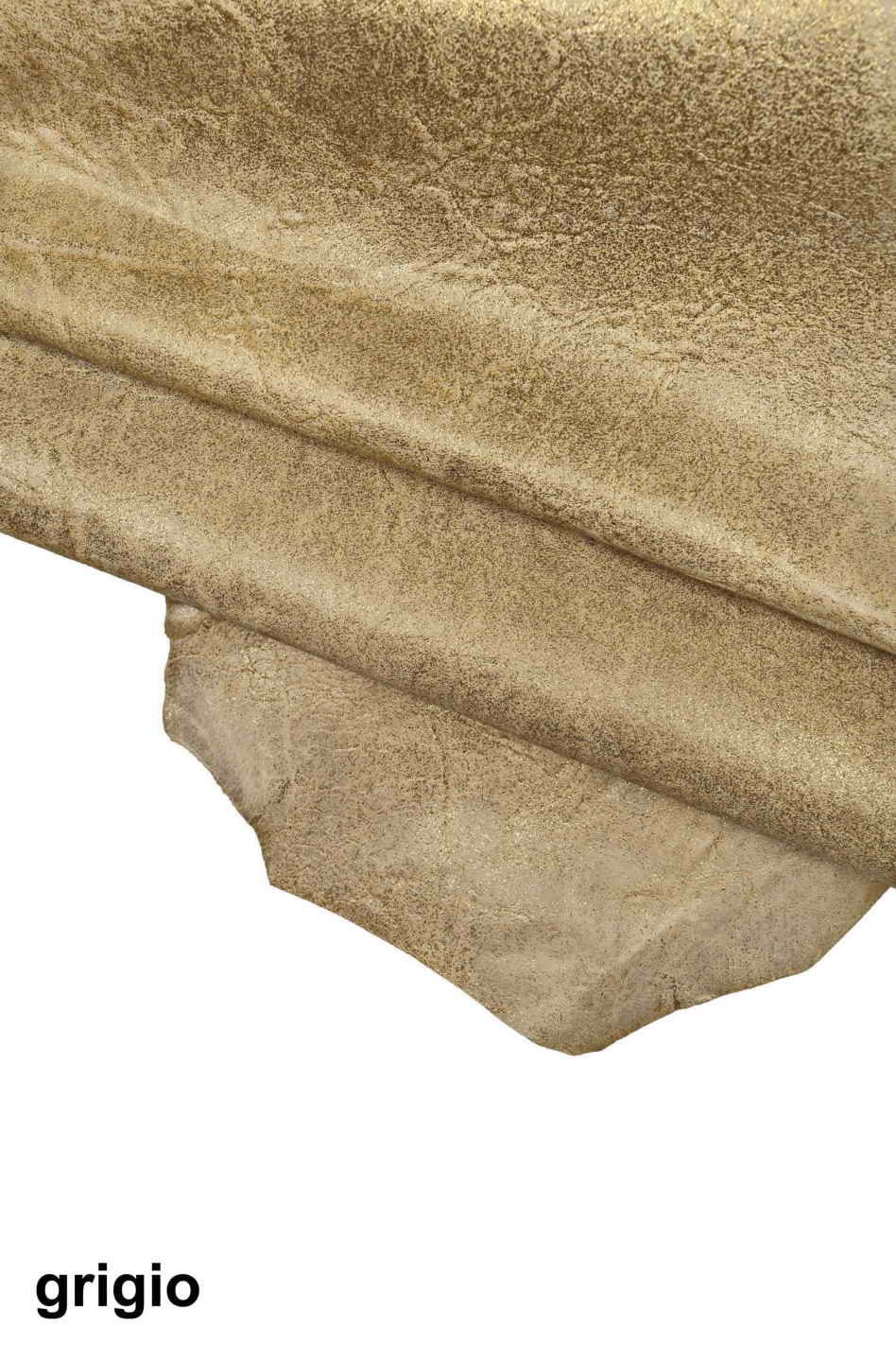 Thin thickness leather skins - grey green brown washed distressed hides - SPARKLES on vintage goatskin B13789-VT La Garzarara