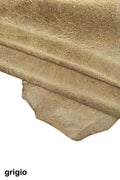 Thin thickness leather skins - grey green brown washed distressed hides - SPARKLES on vintage goatskin B13789-VT La Garzarara