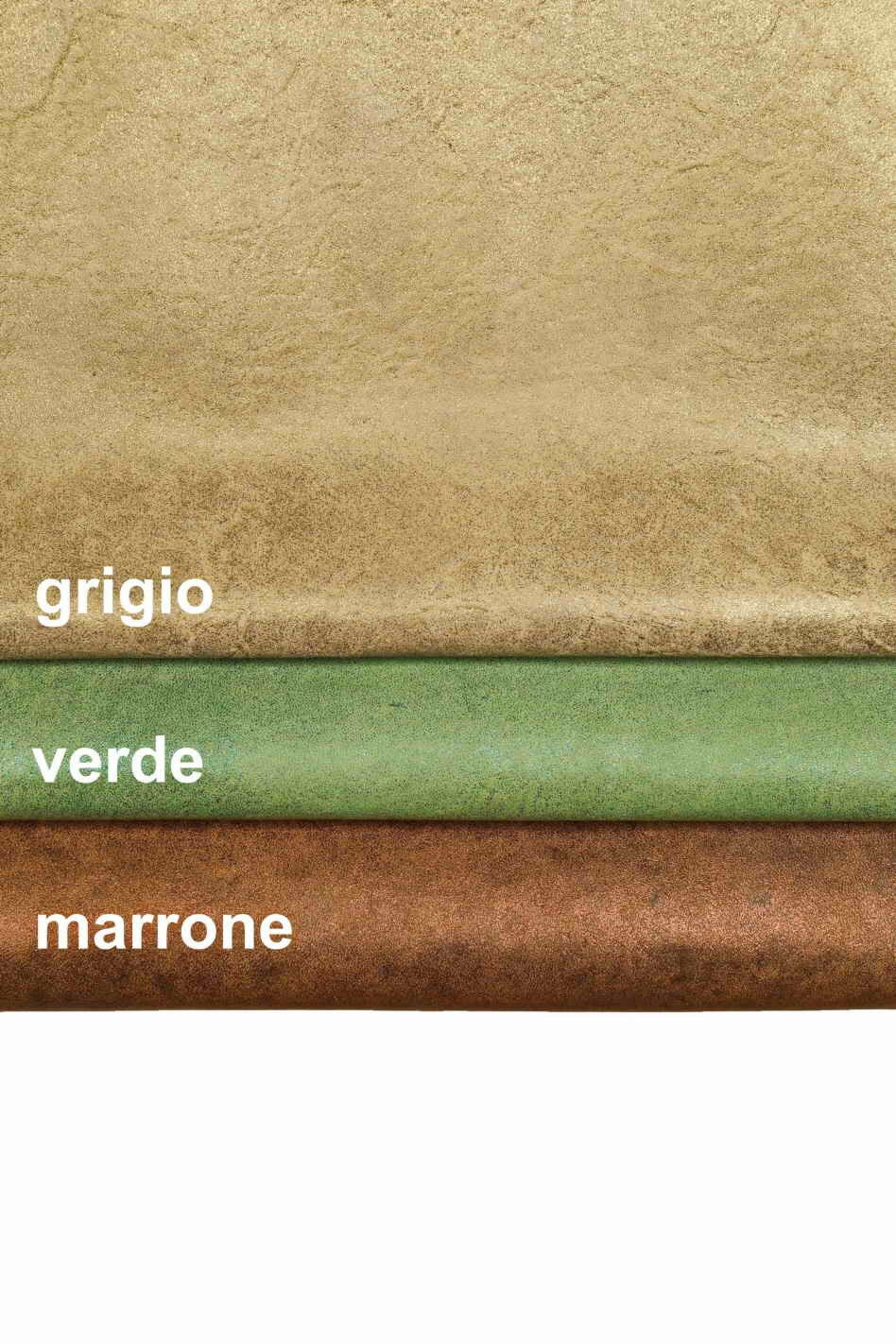 Thin thickness leather skins - grey green brown washed distressed hides - SPARKLES on vintage goatskin B13789-VT La Garzarara