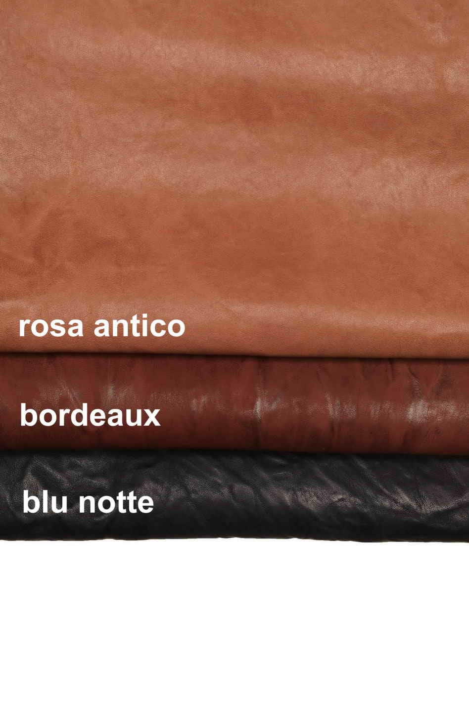 Crumpled leather skins, NAPPA sheepskin pink burgundy blue, wrinkled washed distressed italian hide B13903-VT La Garzarara