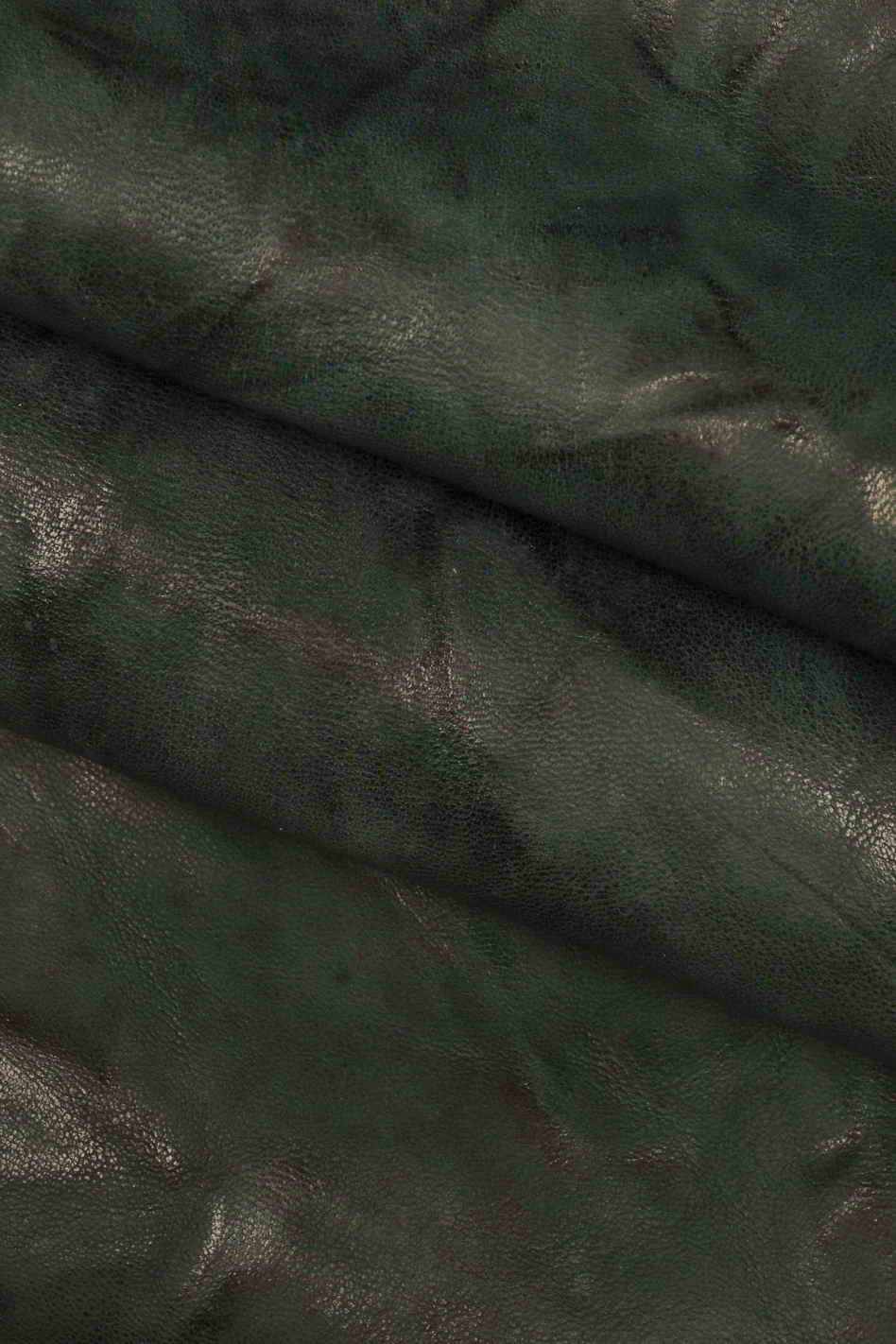 Washed antiqued sheepskin leather hide - lilac green violet distressed skin, soft veg tanned wrinkled leather B13902-VT La Garzarara