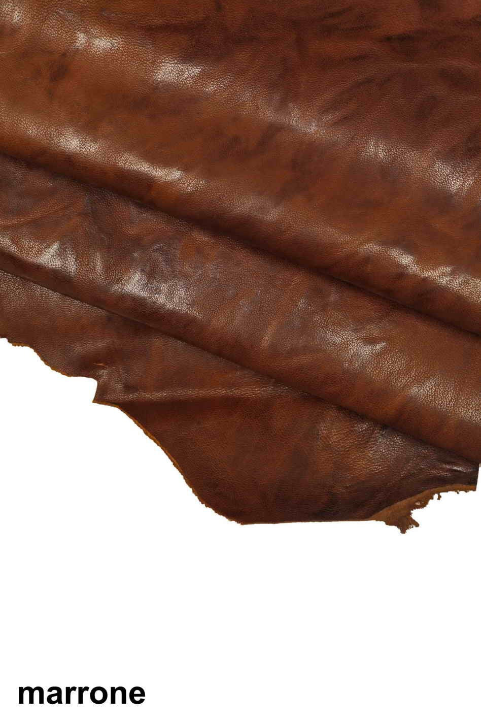 Aged nappa skin, vintage washed sheep leather, distressed crinkled lambskin in brown tones, color options B13900-VT La Garzarara