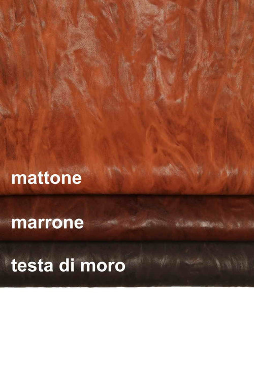 Aged nappa skin, vintage washed sheep leather, distressed crinkled lambskin in brown tones, color options B13900-VT La Garzarara