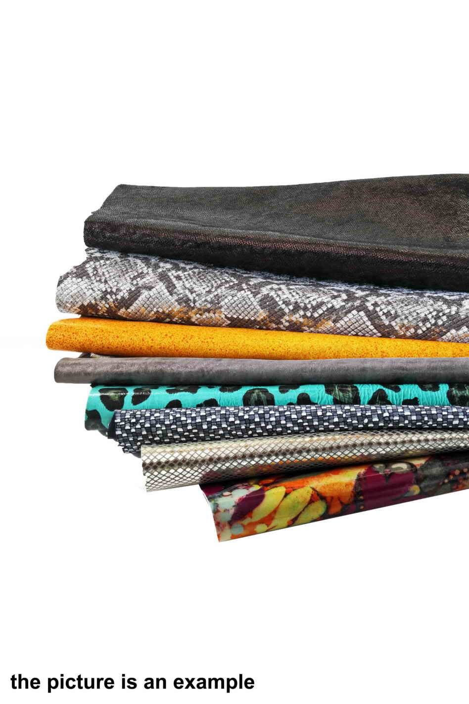 Printed leather scraps, assorted fancy offcuts, renmants sheets large size, patterned leather pieces AMZ40
