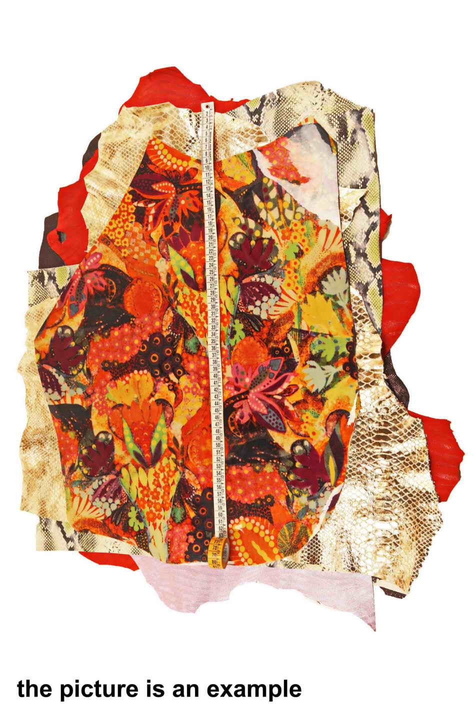 Printed Leather scraps for sewing, patterned and laminated leather pieces, renmants Offcuts AMZ40/B La Garzarara