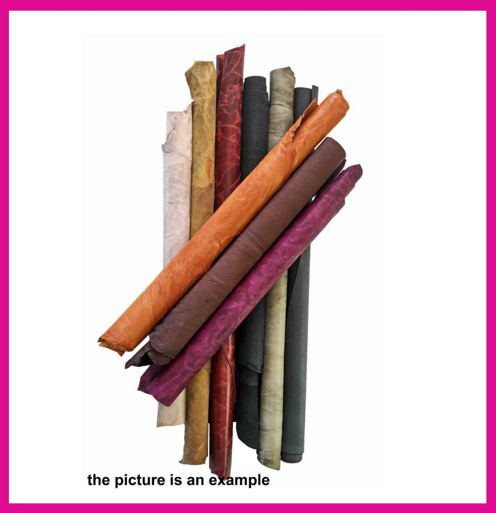 Aged leather PIECES, large renmants vintage leather, solid color rustic offcuts skins 16x16" / 40x40 cm AMZ36