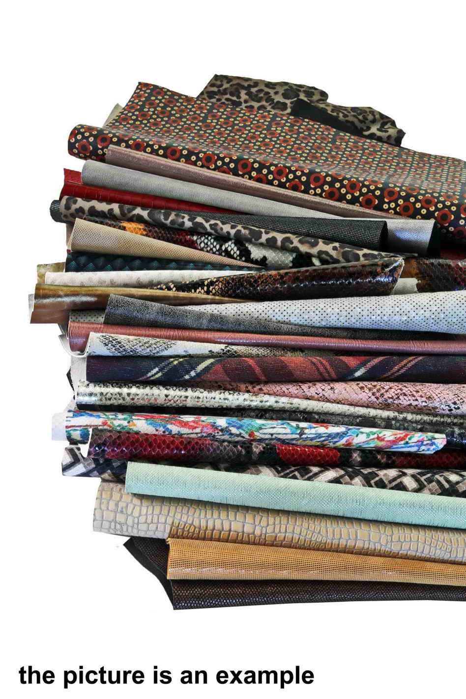 Soft Leather Pieces, Printed Random Assortment Leather scraps, Rich Patterned Offcuts 1 lbs - 1,7 lbs - 2 lbs - 4 lbs