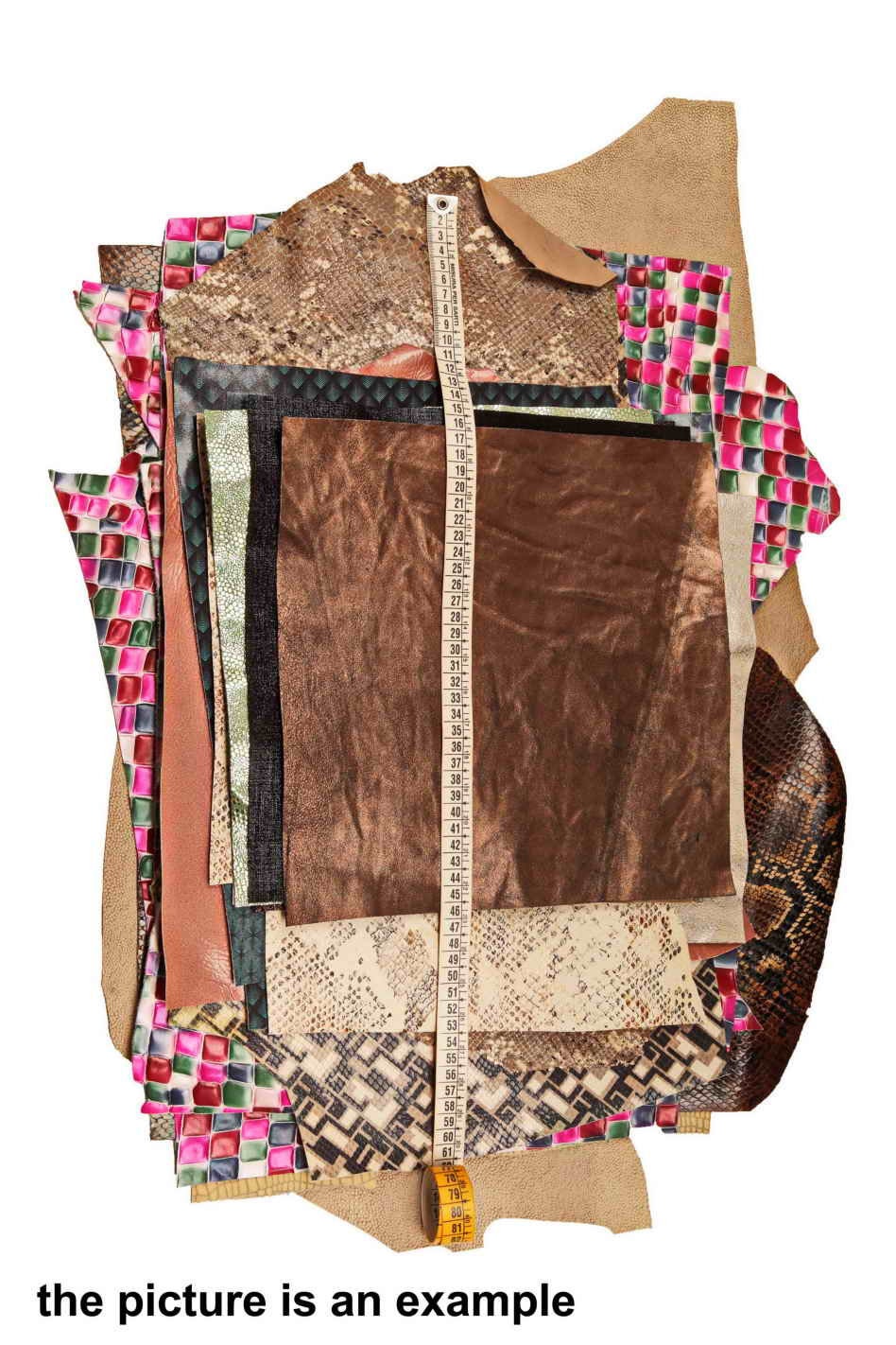 Soft Leather Pieces, Printed Random Assortment Leather scraps, Rich Patterned Offcuts 1 lbs - 1,7 lbs - 2 lbs - 4 lbs
