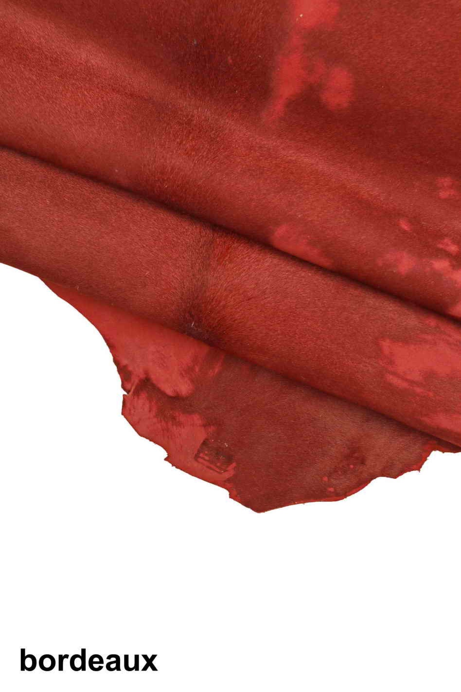 ACID WASH hair on leather hides - coral burgundy blue green pony calf skins - distressed vintage cowhide B13601-CV La Garzarara