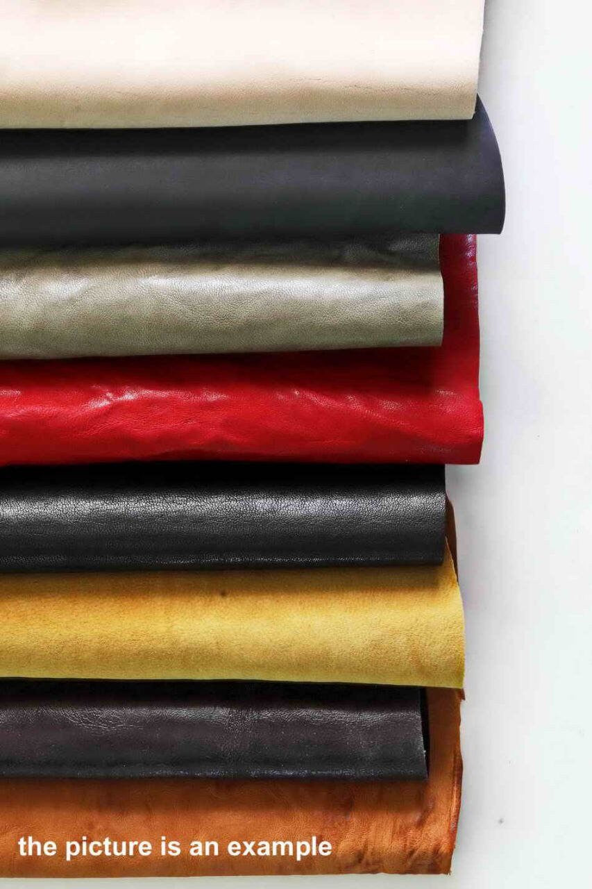 Aged leather PIECES, large renmants vintage leather, solid color rustic offcuts skins 16x16" / 40x40 cm AMZ36