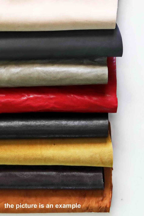 Aged leather PIECES, large renmants vintage leather, solid color rustic offcuts skins 16x16" / 40x40 cm AMZ36