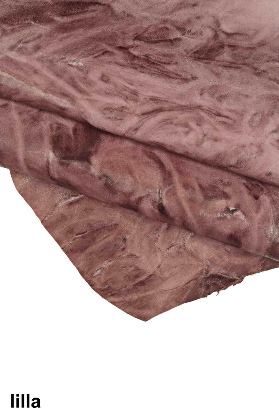 Washed antiqued sheepskin leather hide - lilac green violet distressed skin, soft veg tanned wrinkled leather B13902-VT La Garzarara