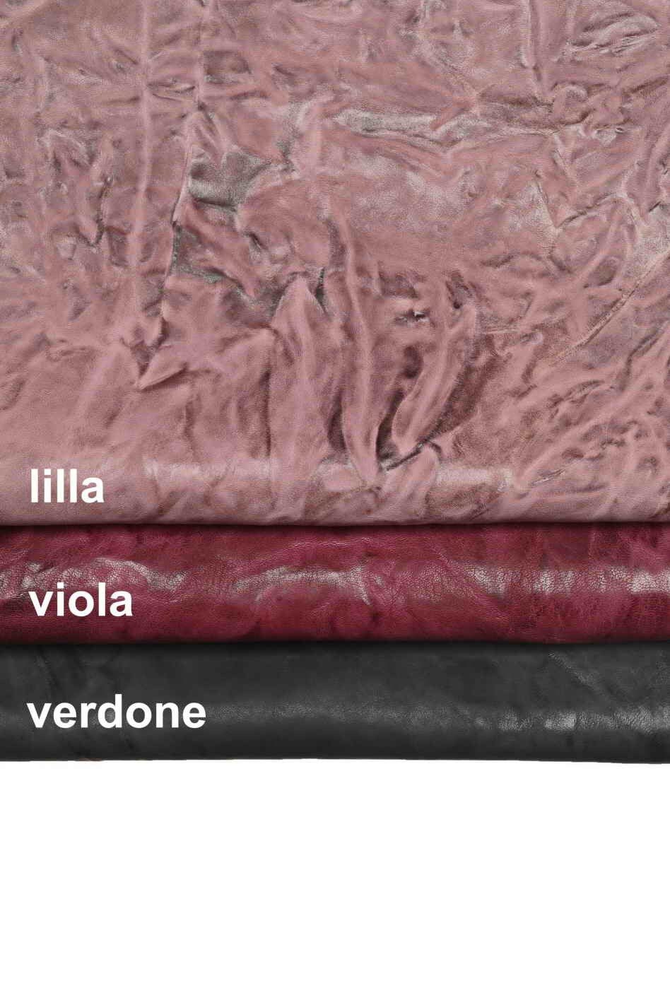 Washed antiqued sheepskin leather hide - lilac green violet distressed skin, soft veg tanned wrinkled leather B13902-VT La Garzarara