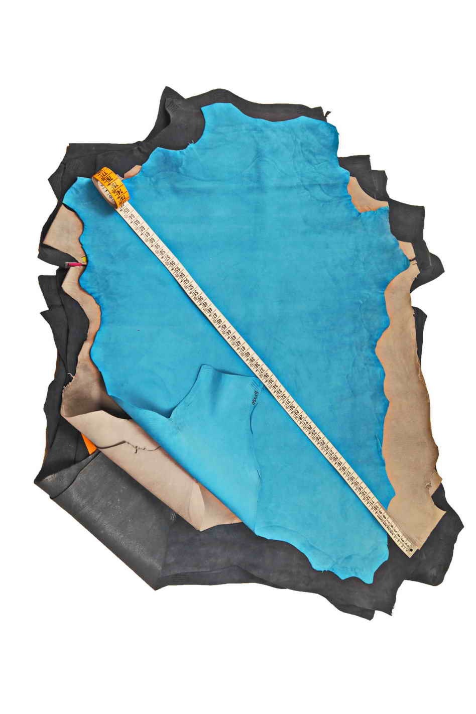 Soft Suede leather hides, - Grey, light blue, dark blue velour, silky goat skins, thin leather B13994-TU La Garzarara