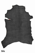 Soft Suede leather hides, - Grey, light blue, dark blue velour, silky goat skins, thin leather B13994-TU La Garzarara