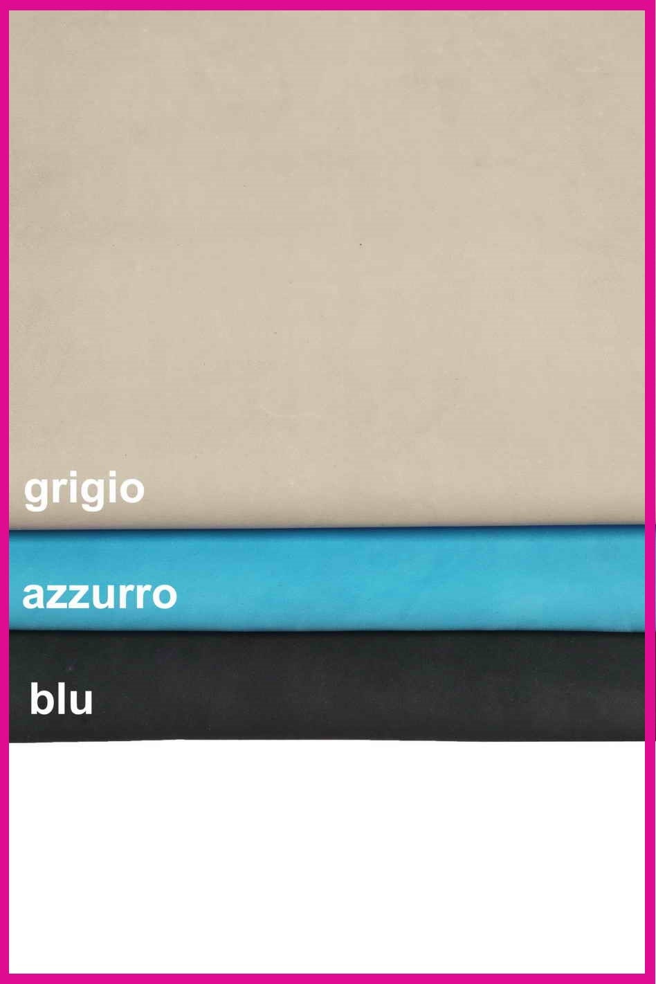 Soft Suede leather hides, - Grey, light blue, dark blue velour, silky goat skins, thin leather B13994-TU La Garzarara